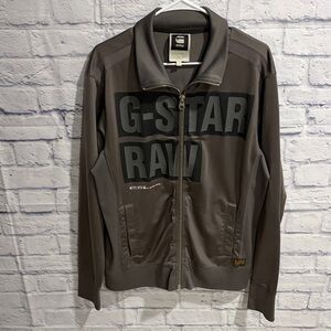 G-Star RAW Gray Full Zip Track Jacket Logo Graphic Men’s XL Streetwear